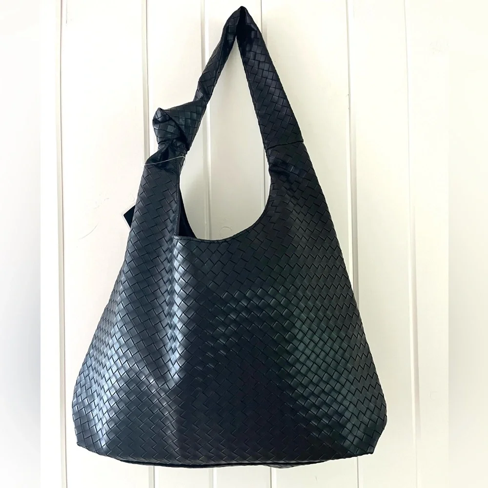Ulta Elegant Black Woven Tote Bag